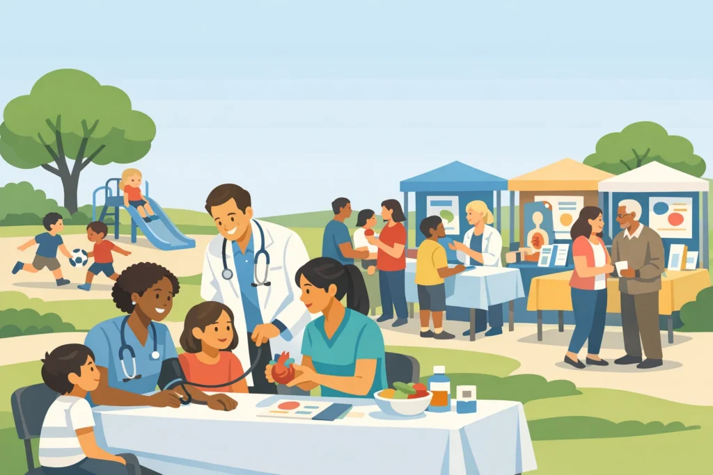 How does primary care improve the health of communities?