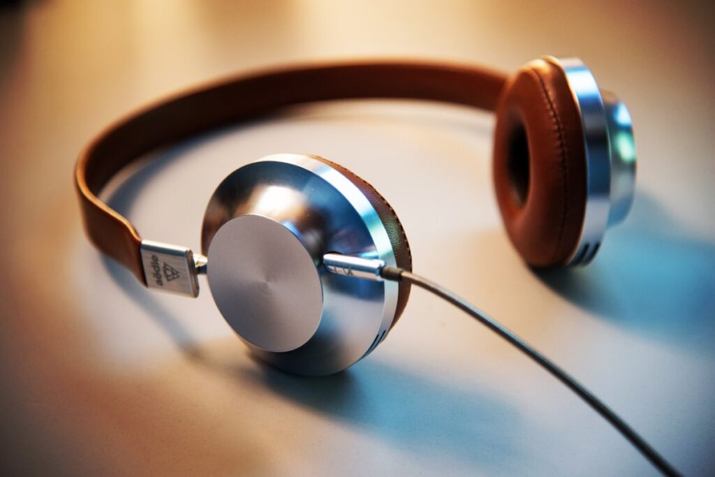 Wireless headphones on desk