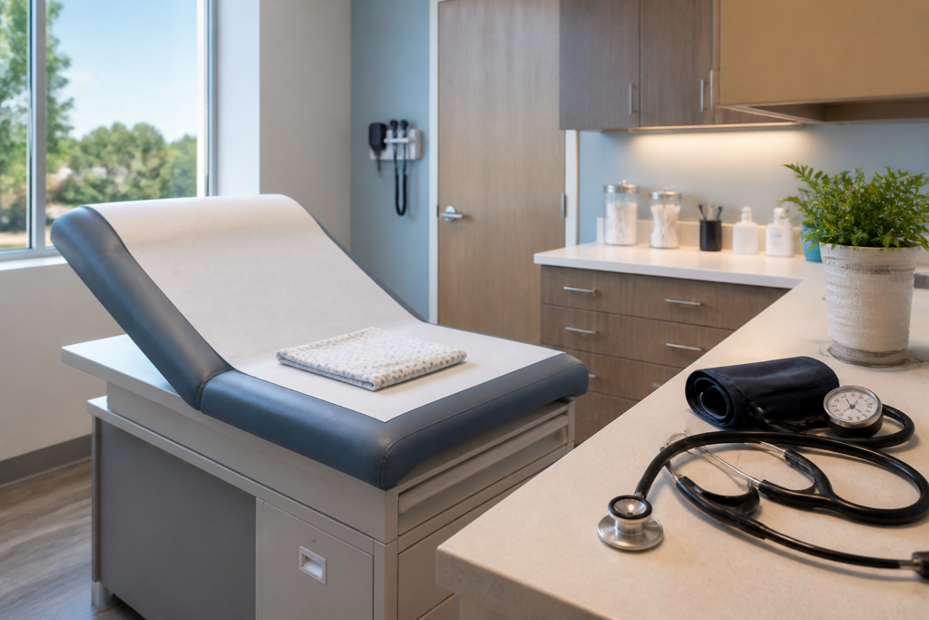 Annual Physical in Carrollton: What to Expect Nearby 6 Calm clinic exam room prepared for an annual physical visit