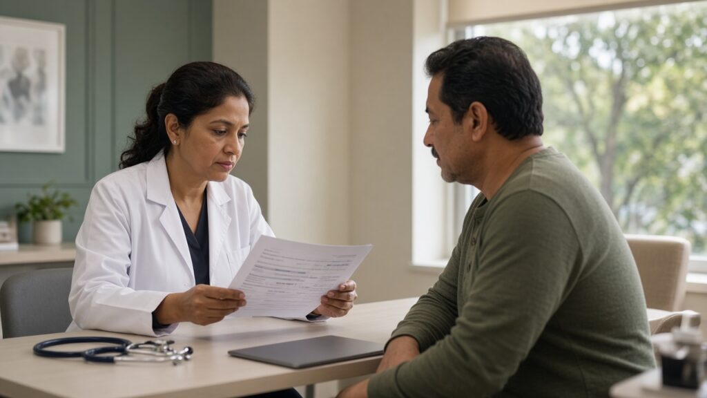 Endocrinologist in Carrollton, TX: When to See One and How to Book 9 Endocrinologist reviewing lab results with a patient during a Carrollton clinic visit